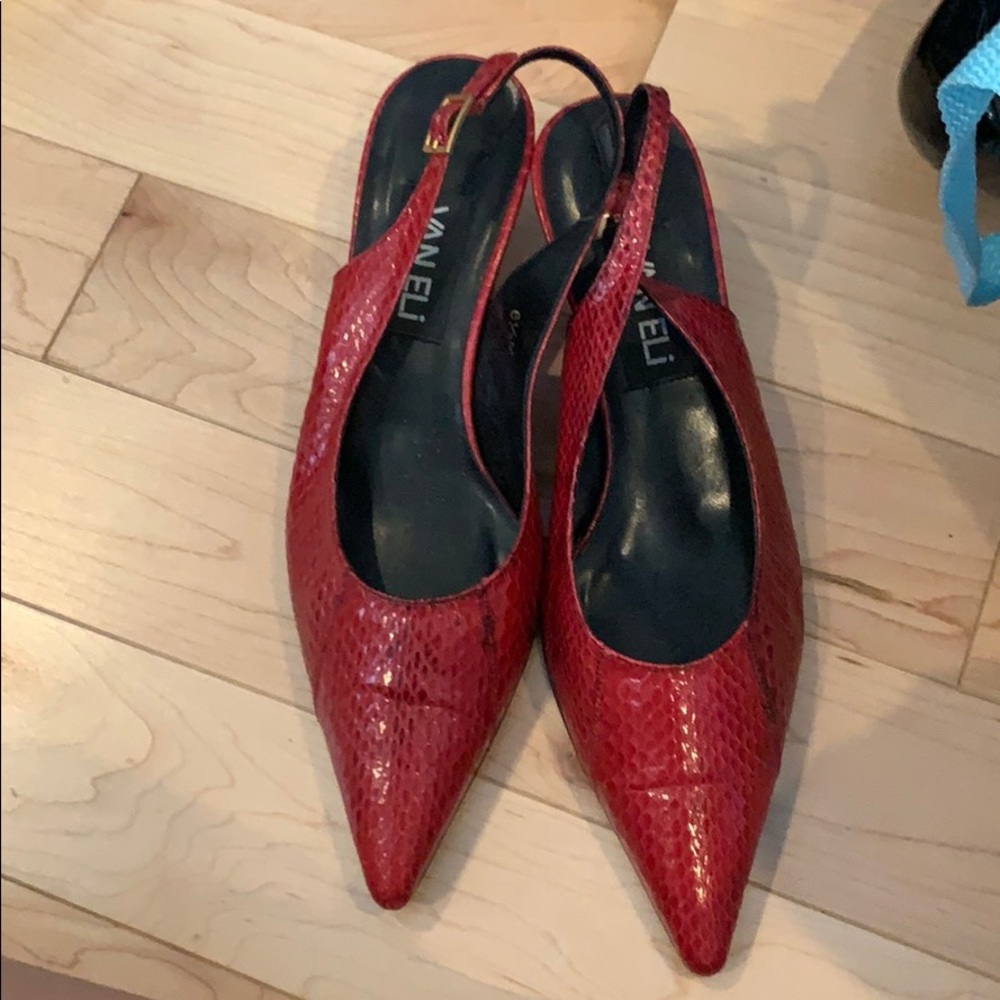 Vaneli Red Snakeskin heel